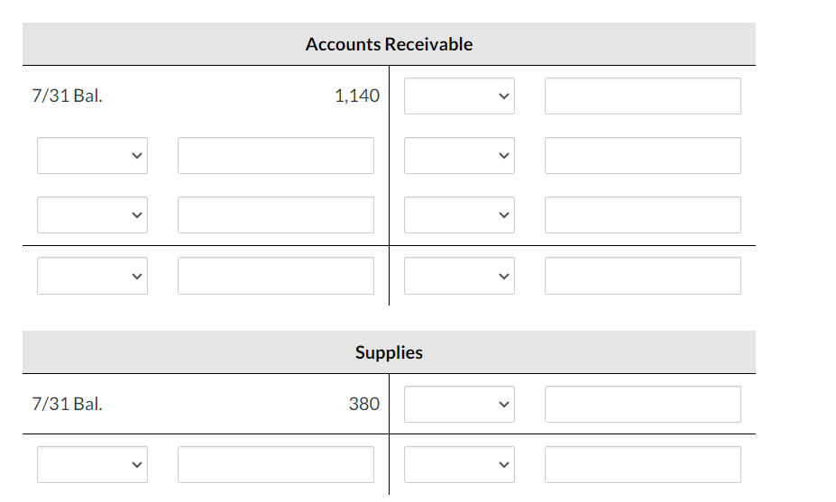 entries presented in the previous part.) Advertising Expense I lcing T-arrountc enter