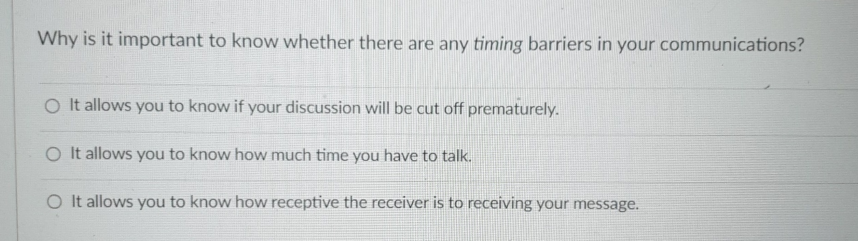  Why is it important to know whether there are any timing