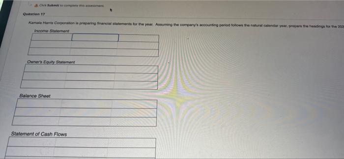  A Click Submit to complete this assessment. Question 17 Kamala Harris