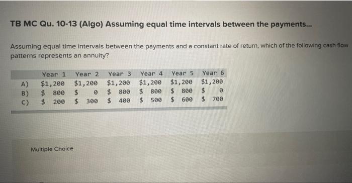  TB MC Qu. 10-13 (Algo) Assuming equal time intervals between the