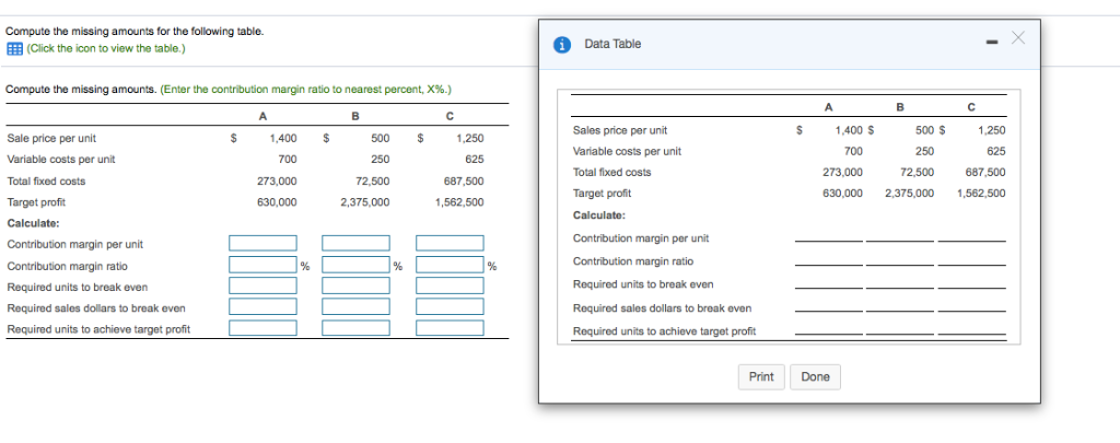 Compute the missing amounts EE (click the icon to view the