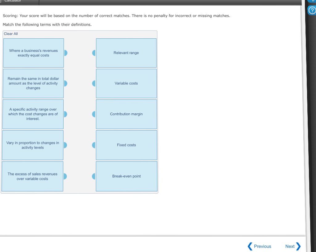 Calculator Scoring: Your score will be based on the number of