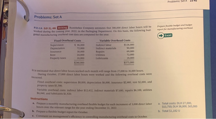  complete all parts using excel Problems: Set A 23:45 Problems: Set