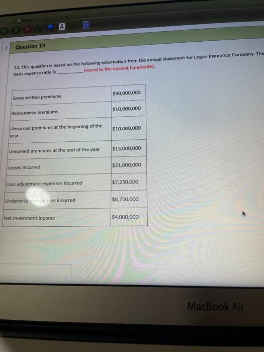  Question 13 13. This question is based on the following information