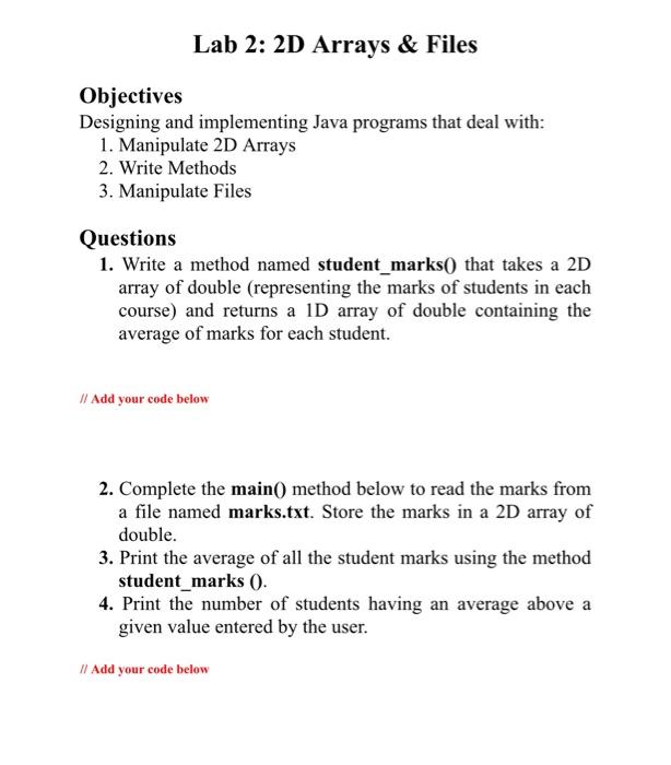  Computer Programming II ( java) Objectives Designing and implementing Java programs