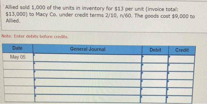 Macy Co. is a major customer (buyer) of Allied (seller) products. May