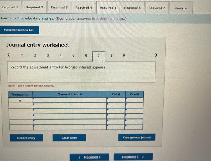 Expense-Equipment, $11.500 9. Arcrued interest expense on notes payable, 51,825 h. Accrued