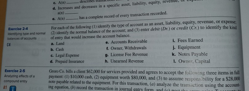 I need help with 2-4, letter A through letter L please