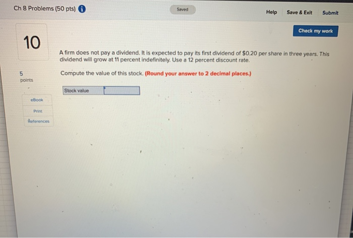  Ch 8 Problems (50 pts) Saved Help Save & Exit Submit