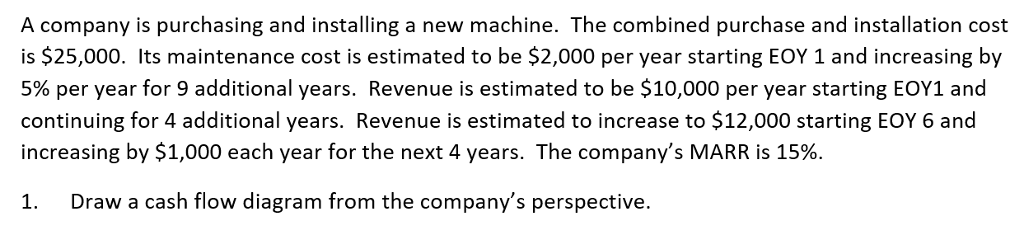 A company is purchasing and installing a new machine. The combined