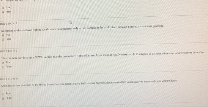  True False QUESTIONS According to the nonbasic right to a safe