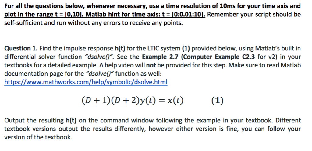 h(t) for an LTIC system specified by the differential equation (D2 +