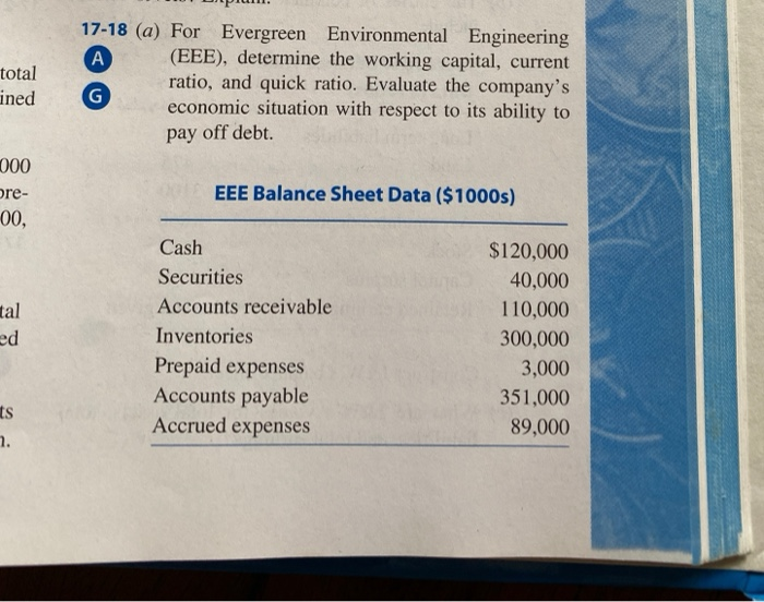  total ined 17-18 (a) For Evergreen Environmental Engineering (EEE), determine the