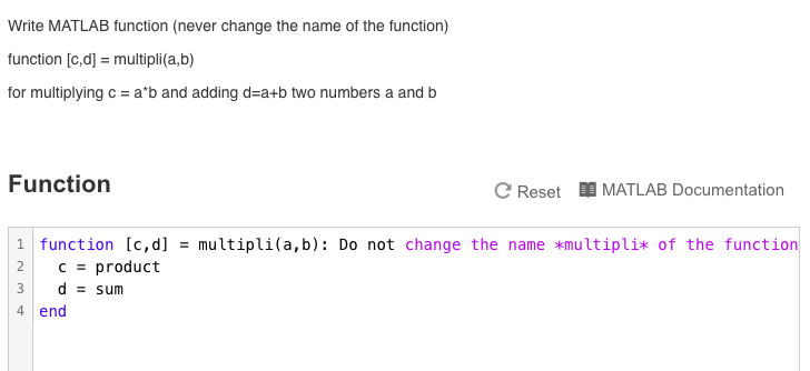 Please write this code Write MATLAB function (never change the name of