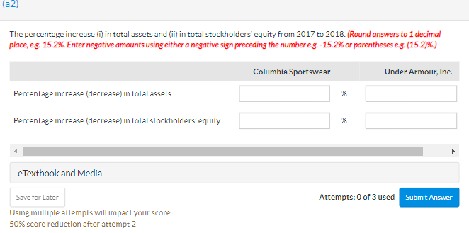 QUESTION: REFERENCE INFORMATION TO SOLVE THE QUESTION : (a2) The percentage increase
