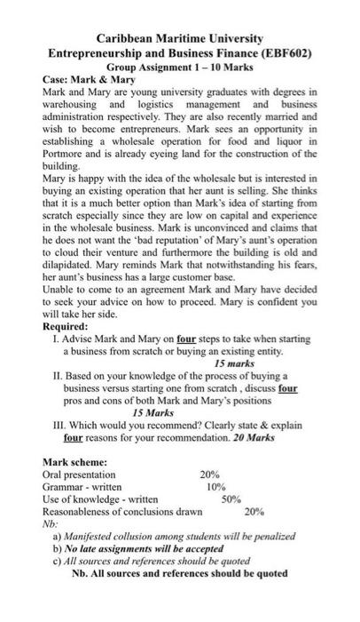 Only answer question 3 and please cite references. Caribbean Maritime University Entrepreneurship