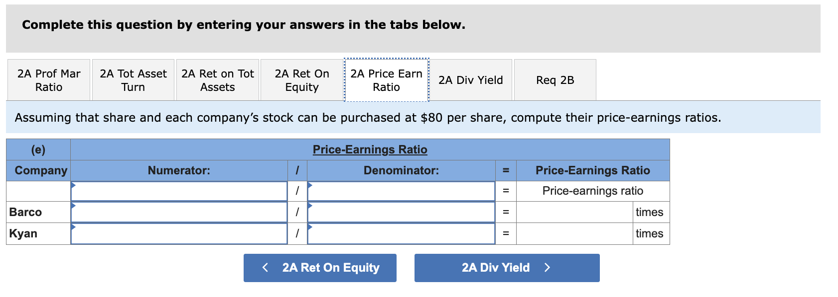 Part 2 2a. For both companies compute the (a) profit margin ratio,