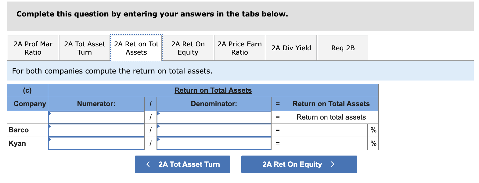 on equity. Assuming that each company's stock can be purchased at $80