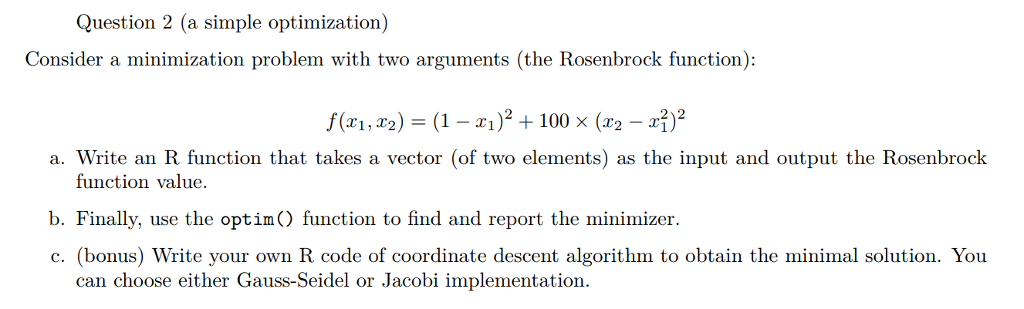  Answer please with R code if possible Question 2 (a simple