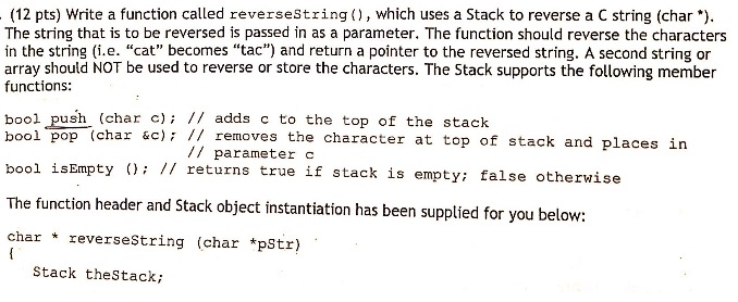 Only Correct answer will be rate. (12 pts) Write a function called