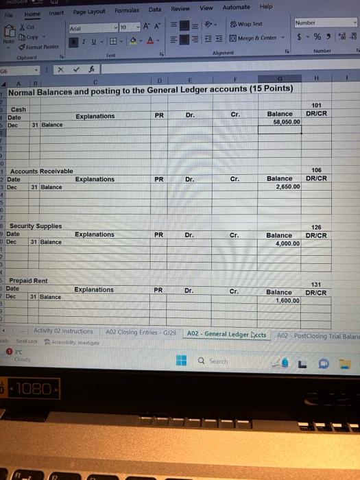  I need help making closing entries and a post closing trial