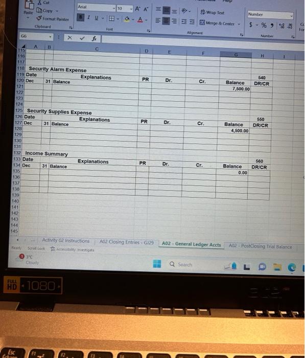 G. & H \\ \hline \multirow{2}{*}{\multicolumn{8}{|c|}{ Unearned Storage Fees }} \\ \hline