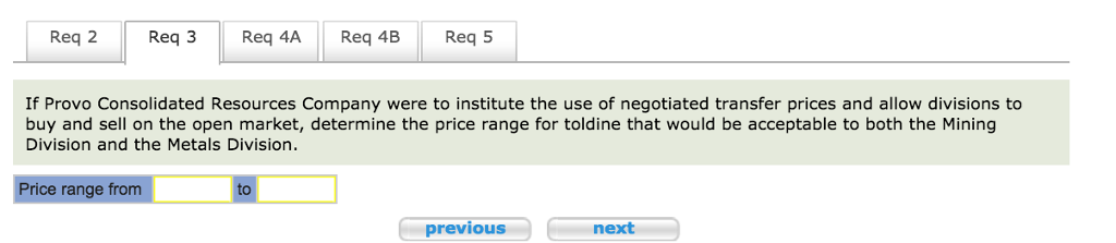 products to other divisions The Mining Division refines toldine, which is then