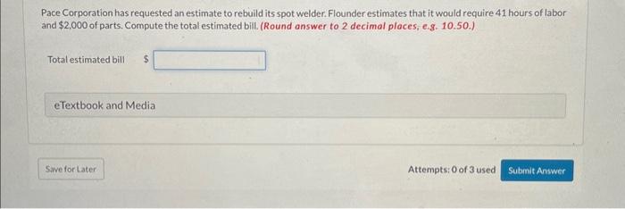 Welding rebuilds spot welders for manufacturers. The following budgeted cost data for