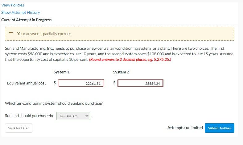  View Policies Show Attempt History Current Attempt in Progress Your answer