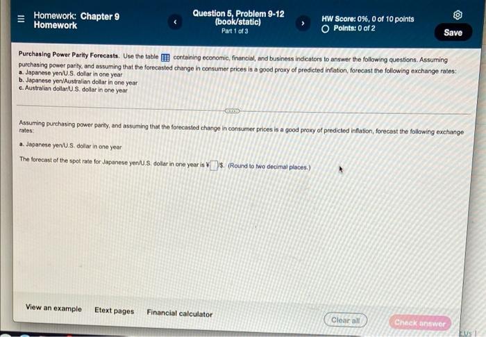  Homework: Chapter 9 Homework Question 5, Problem 9-12 (book/static) Part 1