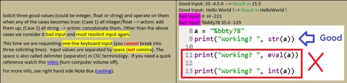 programming language in python Solicit three good values (could be integer, float