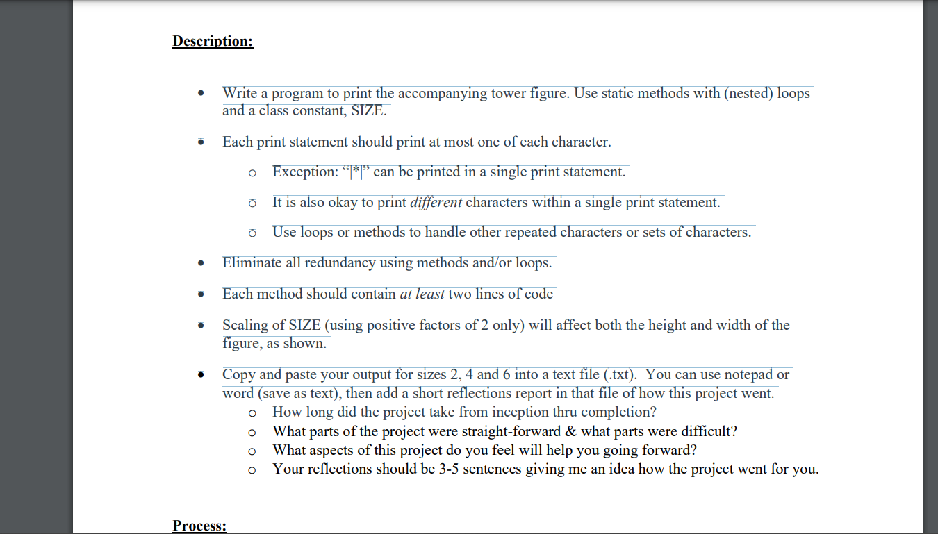 This is a java program project, - Write a program to print