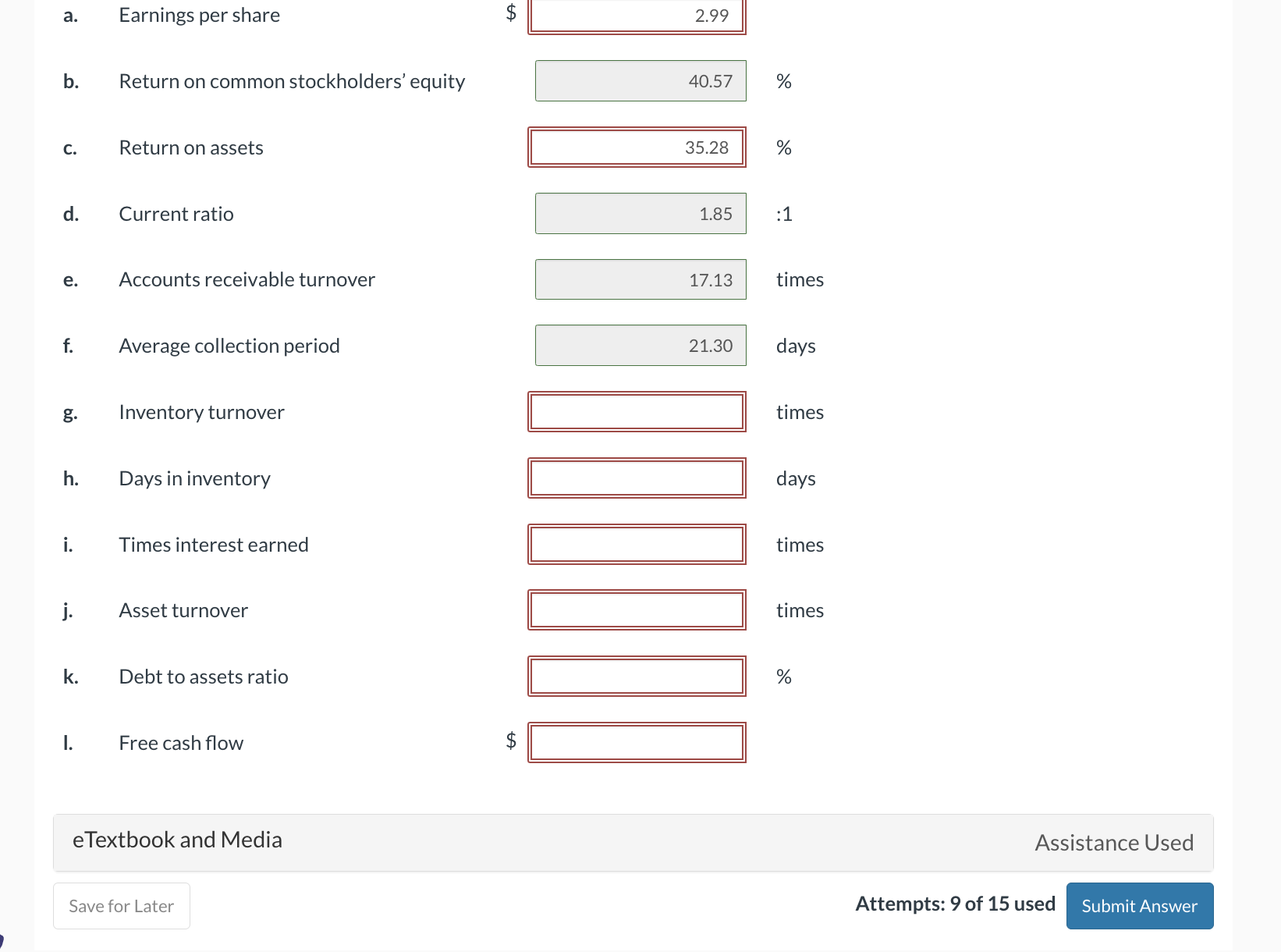 0/15 All sales were on credit. Net cash provided by operating activities