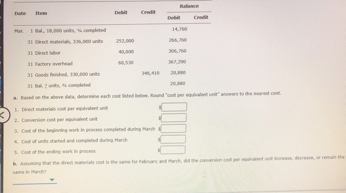in the Baking Department for March. All direct materials are placed in