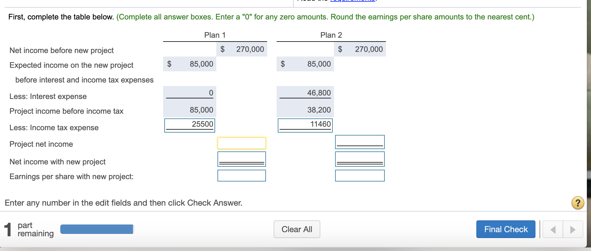  First, complete the table below. (Complete all answer boxes. Enter a
