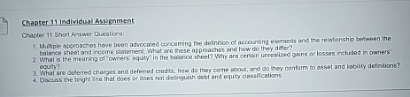  Chapter 11 Individual Assignment Chapter 11 Short Answer Questions: Muliple agoraches