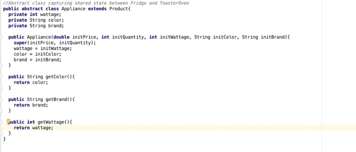 "Black" "Danby", 8, false); ToasterOven t2 new ToasterOven(75, 10, 50, "silver", "Toasty",