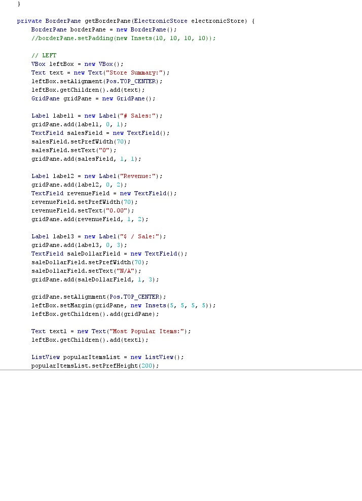storel.addProduct(tl); storel.addProduct (t2); return storel; public double getRevenue) return revenue: //Prints the