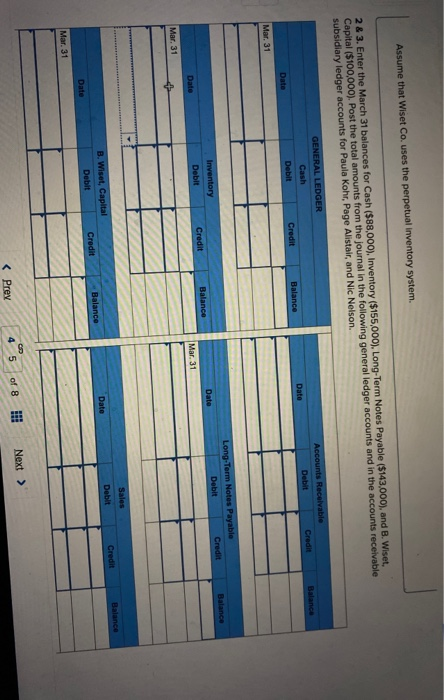  Accoumting practice problem 4 please complete every chart Wiset Company completes