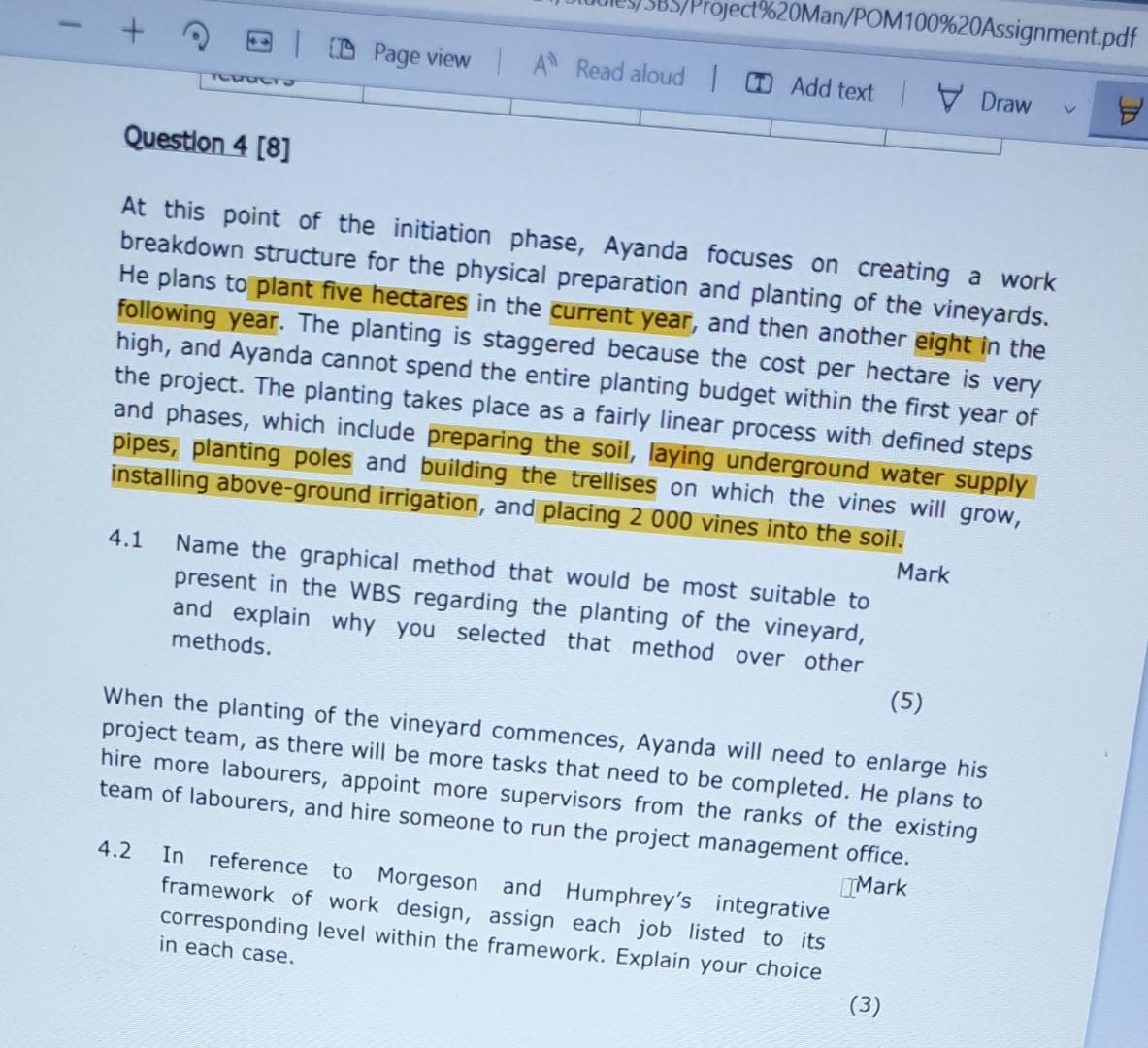  Please assist in solving this please first questions ect%20Man/POM100%20Assignment.pdf - E