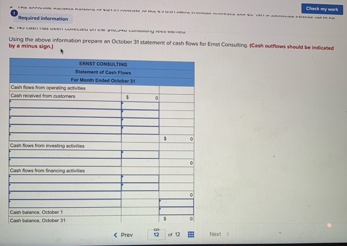 work of 4 Required information Use the following information for exercise 15