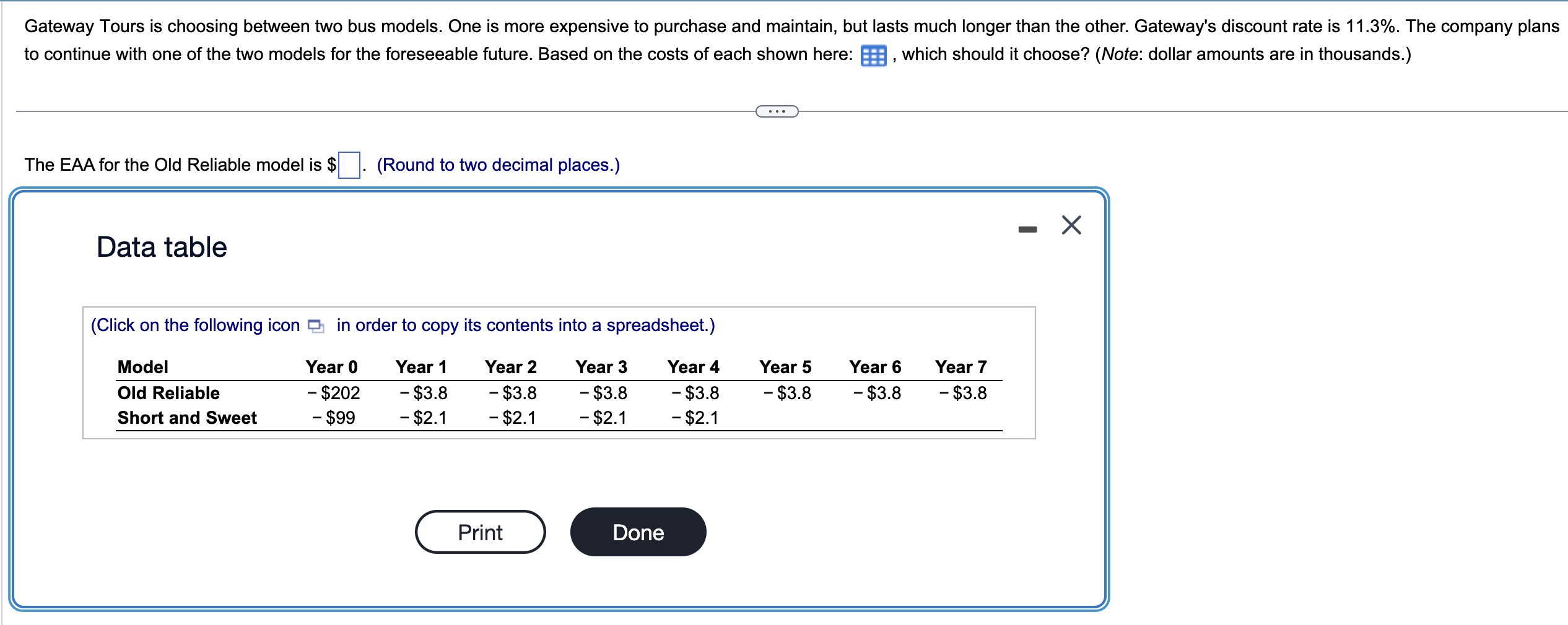  Gateway Tours is choosing between two bus models. One is more