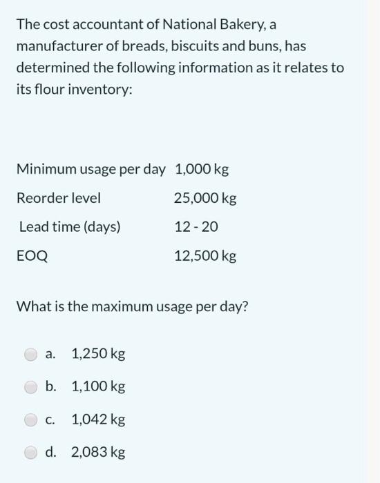 i can i get some assitance please The cost accountant of National