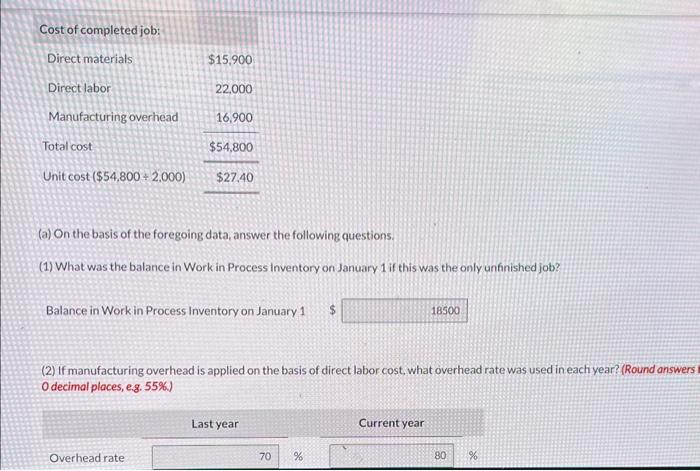 Company is shown below. (a) On the basis of the foregoing data,