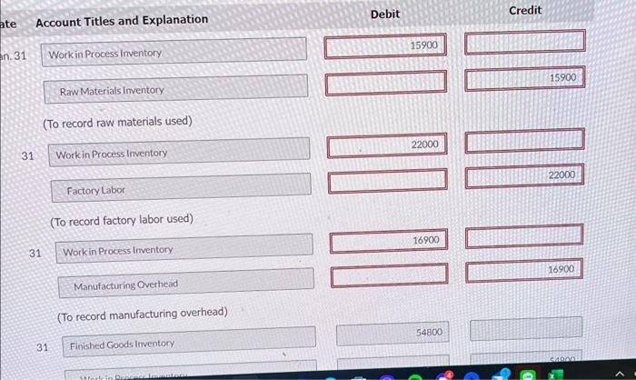 answer the following questions. (1) What was the balance in Work in
