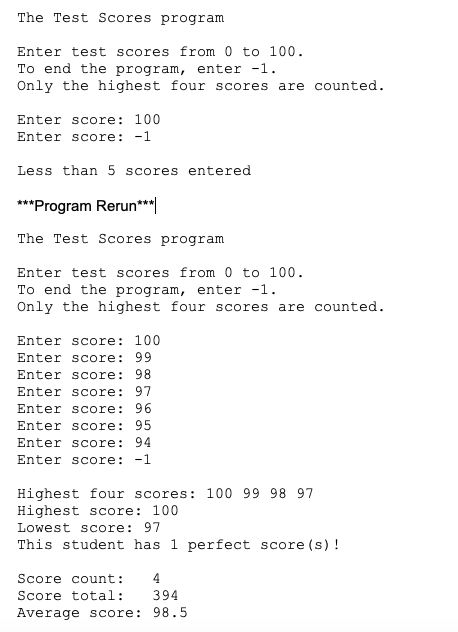 This is C++ modify the Test Scores program from chapter 6 so