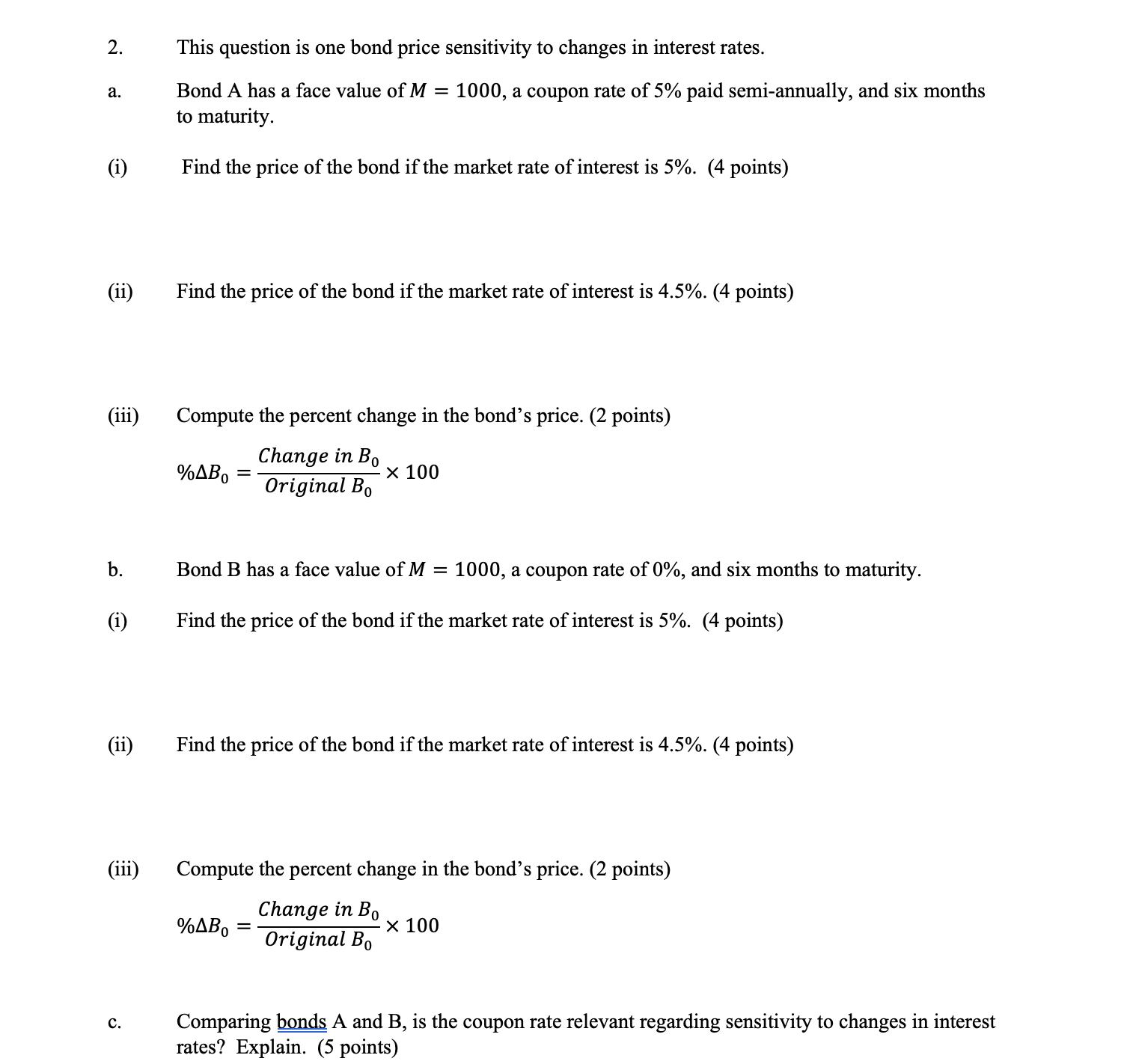  2. This question is one bond price sensitivity to changes in