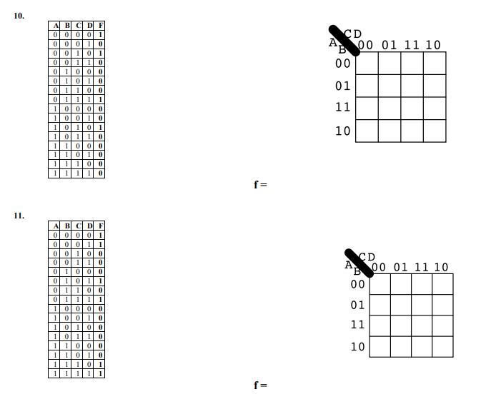 Using the following truth tables, write out both the sum of