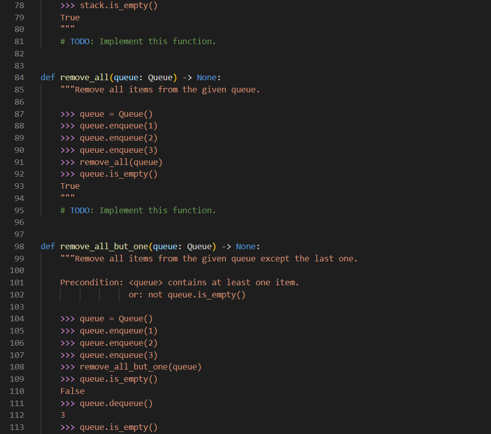 help with implementing four (peek, reverse_top_two, remove_all, remove_all_but_one) functions in Part 1.