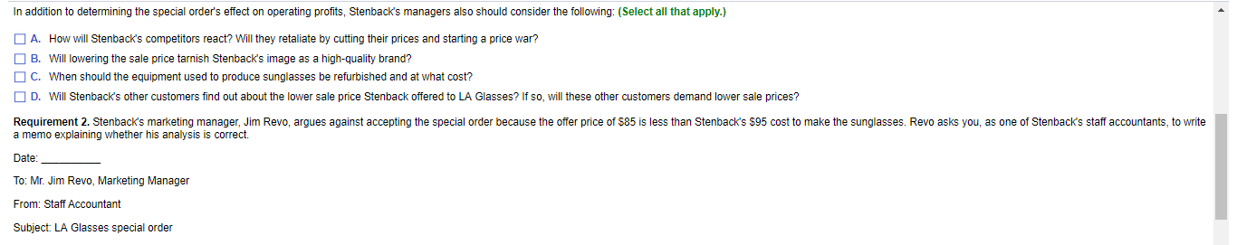 marketing expenses 4 Fixed manufacturing overhead $ 95 Total cost $2,700,000 total
